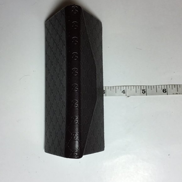 Gucci Faux Leather Embossed Sunglass/Eyeglass Triangle Case Brown W/ Cloth EUC - Picture 6 of 7